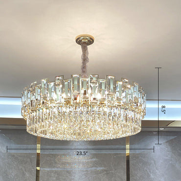 Amélie K9 Crystal Round Pendant Chandelier Gold Black
