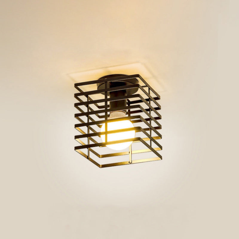 Adrienne Industrial Rectangular Cage Flush Ceiling Light