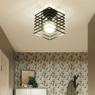 Adrienne Industrial Rectangular Cage Flush Ceiling Light