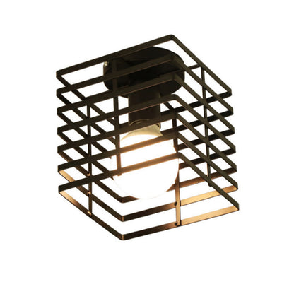 Adrienne Industrial Rectangular Cage Flush Ceiling Light