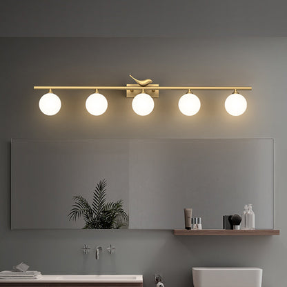 Clémence Ball Bathroom Vanity Sconce with Opal Glass and Bird Decor