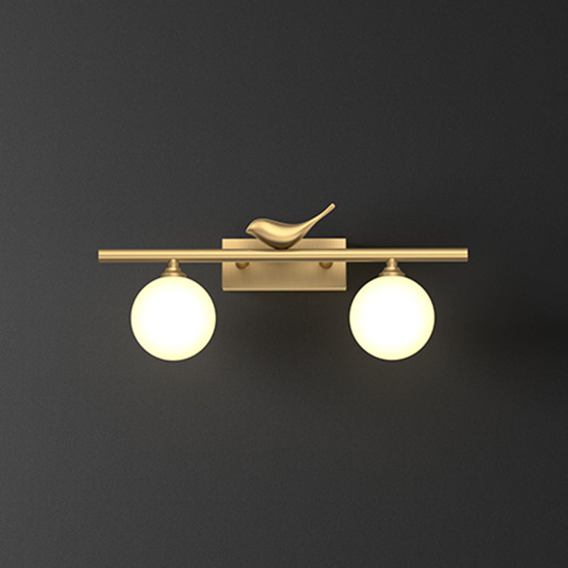 Clémence Ball Bathroom Vanity Sconce with Opal Glass and Bird Decor