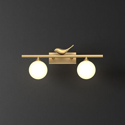 Clémence Ball Bathroom Vanity Sconce with Opal Glass and Bird Decor