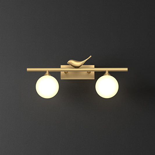 Clémence Ball Bathroom Vanity Sconce with Opal Glass and Bird Decor