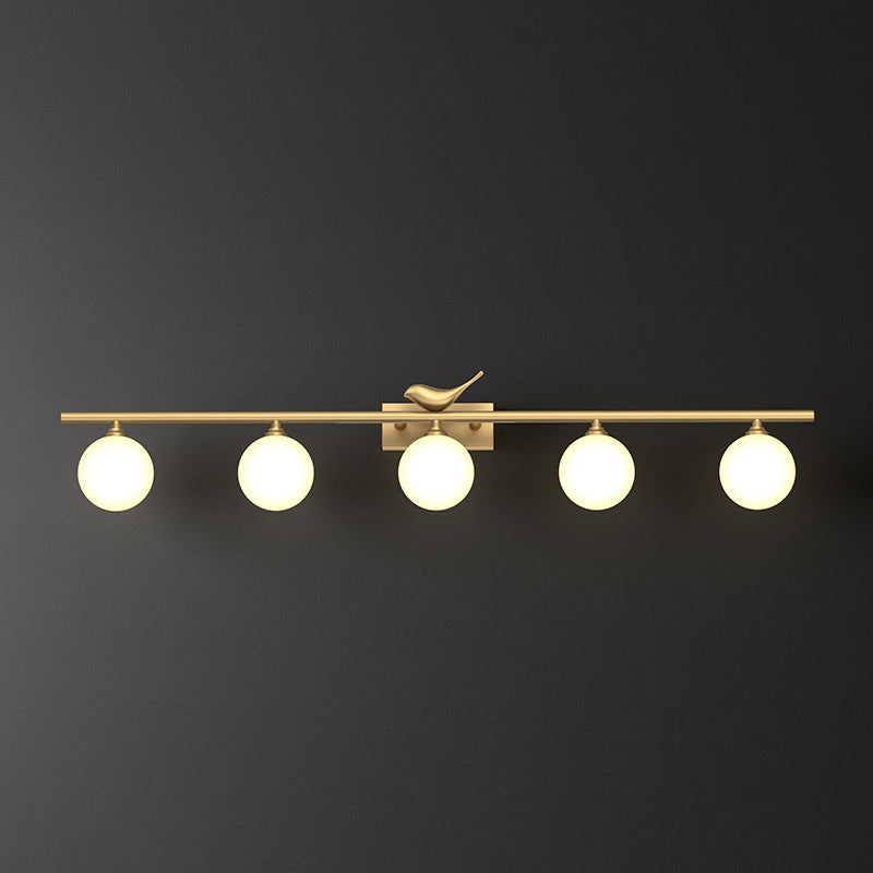 Clémence Ball Bathroom Vanity Sconce with Opal Glass and Bird Decor