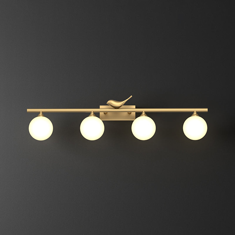 Clémence Ball Bathroom Vanity Sconce with Opal Glass and Bird Decor