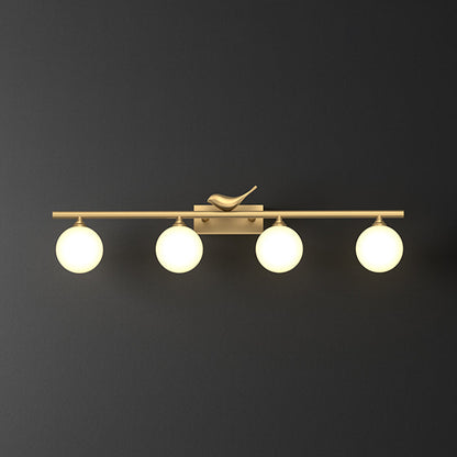 Clémence Ball Bathroom Vanity Sconce with Opal Glass and Bird Decor