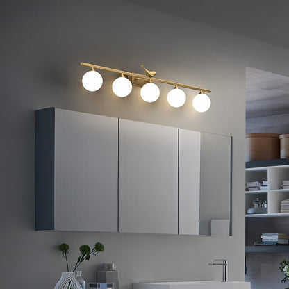 Clémence Ball Bathroom Vanity Sconce with Opal Glass and Bird Decor