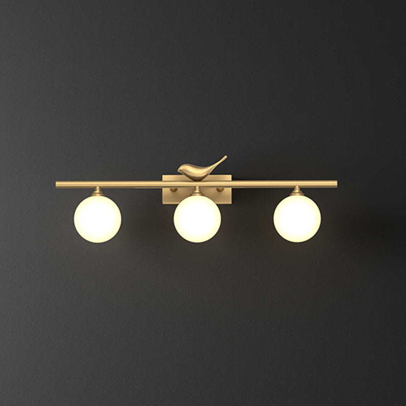 Clémence Ball Bathroom Vanity Sconce with Opal Glass and Bird Decor