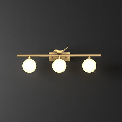 Clémence Ball Bathroom Vanity Sconce with Opal Glass and Bird Decor