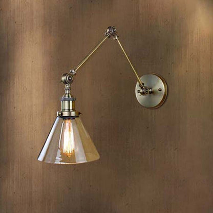 Lucienne Vintage Swing Arm Glass Wall Sconce Lamp