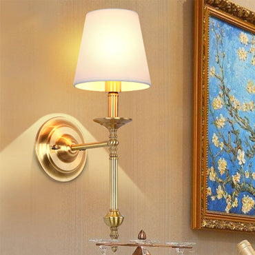 Élodie Brass Cone Fabric Wall Sconce 1/2 Light