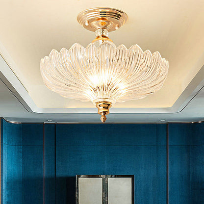 Adeline Crystal Scalloped Semi Flush Ceiling Light