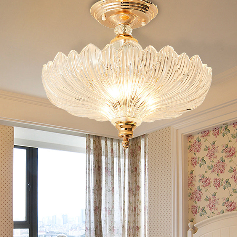 Adeline Crystal Scalloped Semi Flush Ceiling Light