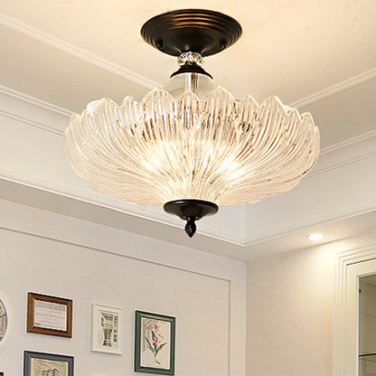 Adeline Crystal Scalloped Semi Flush Ceiling Light