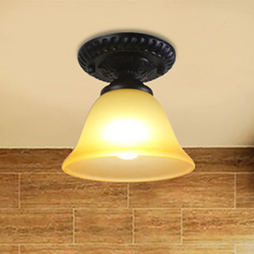 Adeline Vintage Bell Glass Semi Flush Ceiling Light