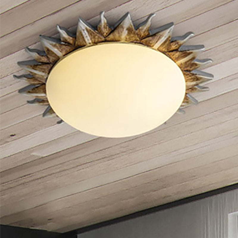 Geneviève Vintage Sunburst Opal Glass Flush Ceiling Light