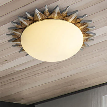 Geneviève Vintage Sunburst Opal Glass Flush Ceiling Light