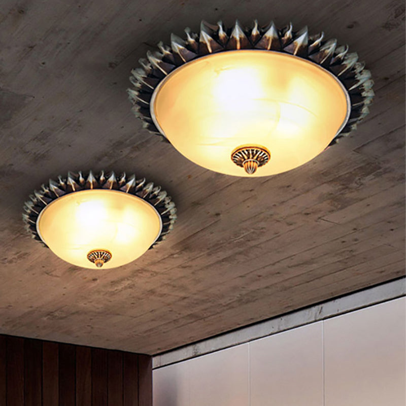 Geneviève Vintage Sunburst Opal Glass Flush Ceiling Light