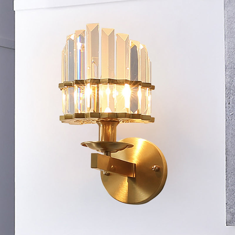 Élise Contemporary K9 Crystal Wall Sconce 1-Light Black/Brass