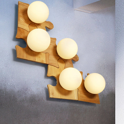 Amélie Wooden Orb Glass Wall Light Sconce
