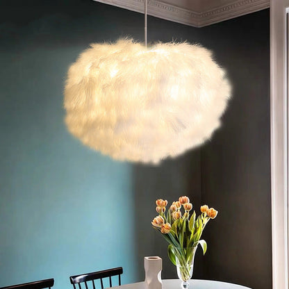 Léonie Fluffy Feather Sphere Chandelier
