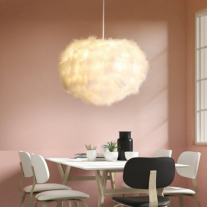 Léonie Fluffy Feather Sphere Chandelier