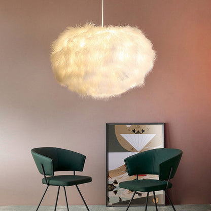 Léonie Fluffy Feather Sphere Chandelier