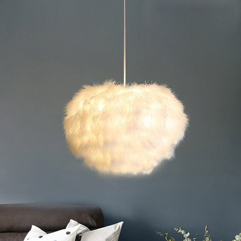 Léonie Fluffy Feather Sphere Chandelier