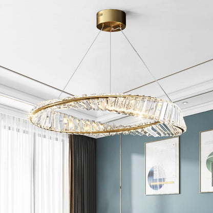 Céline Twisted Ring Crystal LED Chandelier