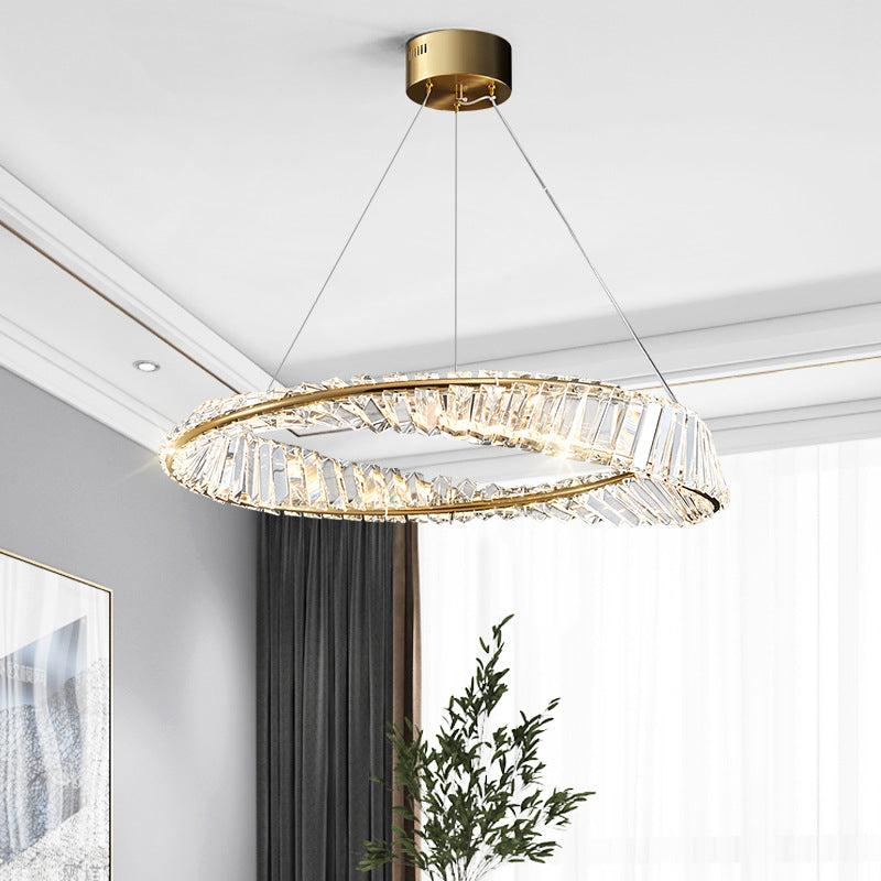 Céline Twisted Ring Crystal LED Chandelier