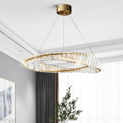 Céline Twisted Ring Crystal LED Chandelier