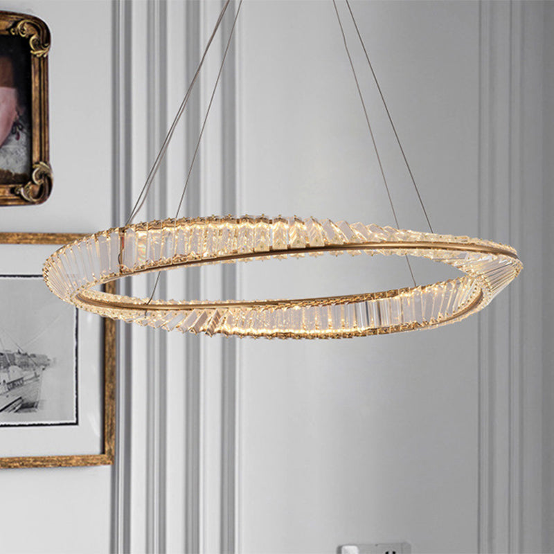 Céline Twisted Ring Crystal LED Chandelier