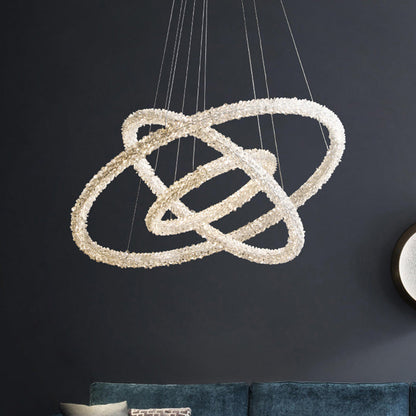 Elise Crystal Circle LED Pendant Light Modern Ring Chandelier