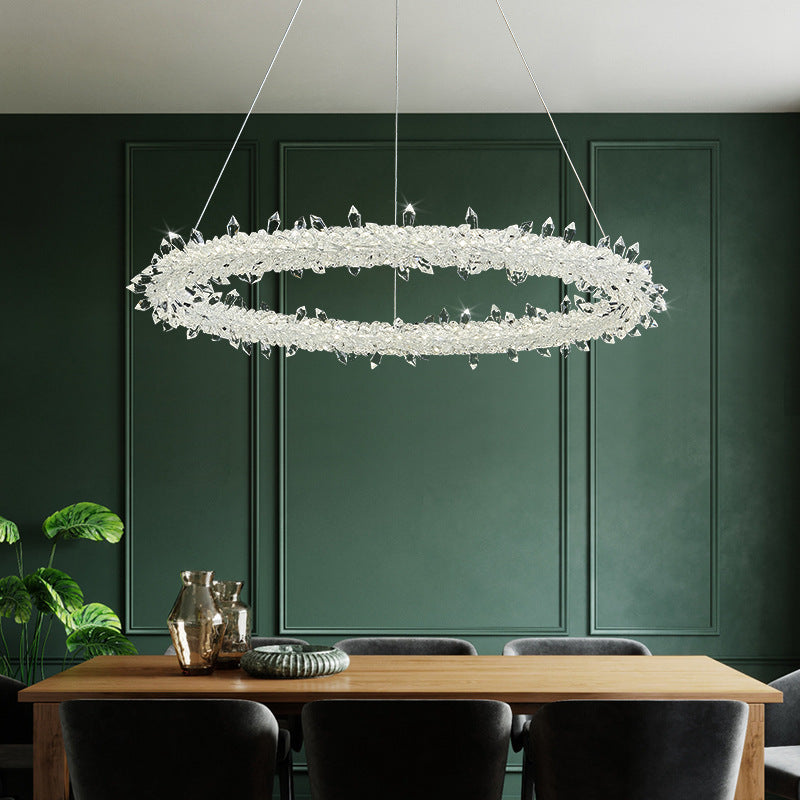 Elise Crystal Circle LED Pendant Light Modern Ring Chandelier