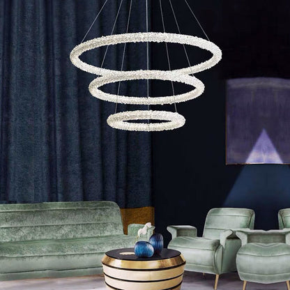 Elise Crystal Circle LED Pendant Light Modern Ring Chandelier