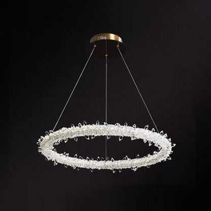 Elise Crystal Circle LED Pendant Light Modern Ring Chandelier
