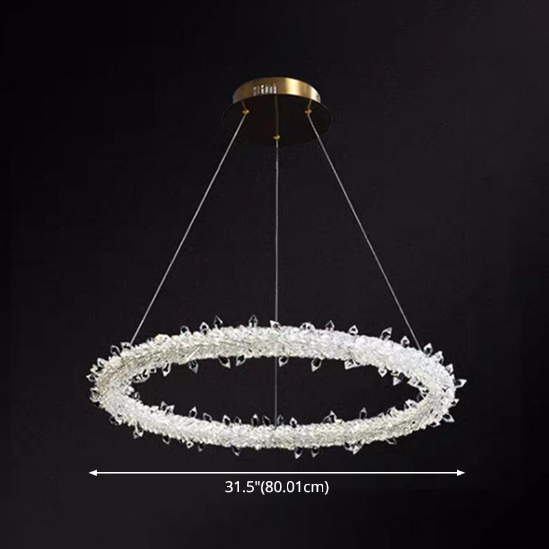 Elise Crystal Circle LED Pendant Light Modern Ring Chandelier