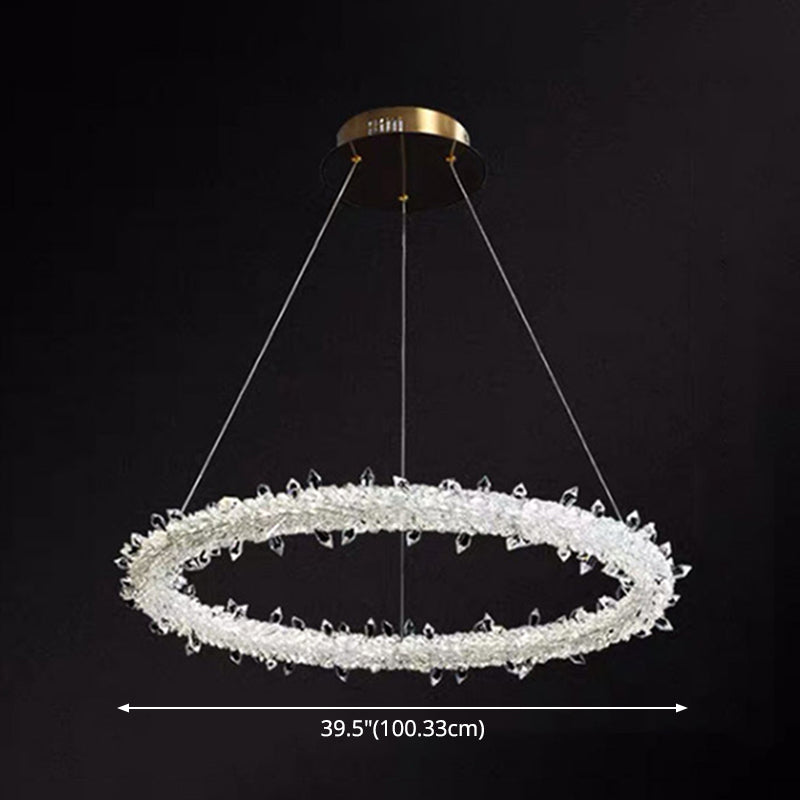 Elise Crystal Circle LED Pendant Light Modern Ring Chandelier