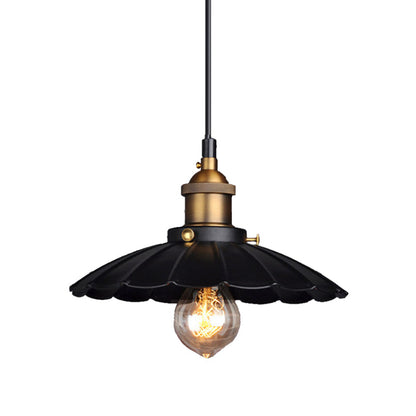 Amelie Scalloped Metal Pendant Light Black Farmhouse Style