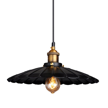 Amelie Scalloped Metal Pendant Light Black Farmhouse Style