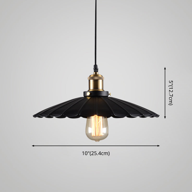 Amelie Scalloped Metal Pendant Light Black Farmhouse Style
