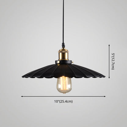 Amelie Scalloped Metal Pendant Light Black Farmhouse Style