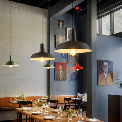 Elodie Industrial Metal Pendant Light Black White Hanging