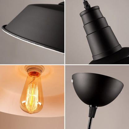 Elodie Industrial Metal Pendant Light Black White Hanging