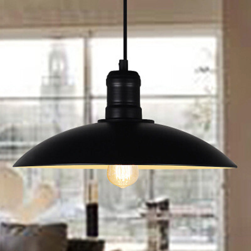 Camille Saucer Pendant Light Black Vintage Industrial