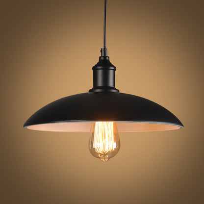 Camille Saucer Pendant Light Black Vintage Industrial