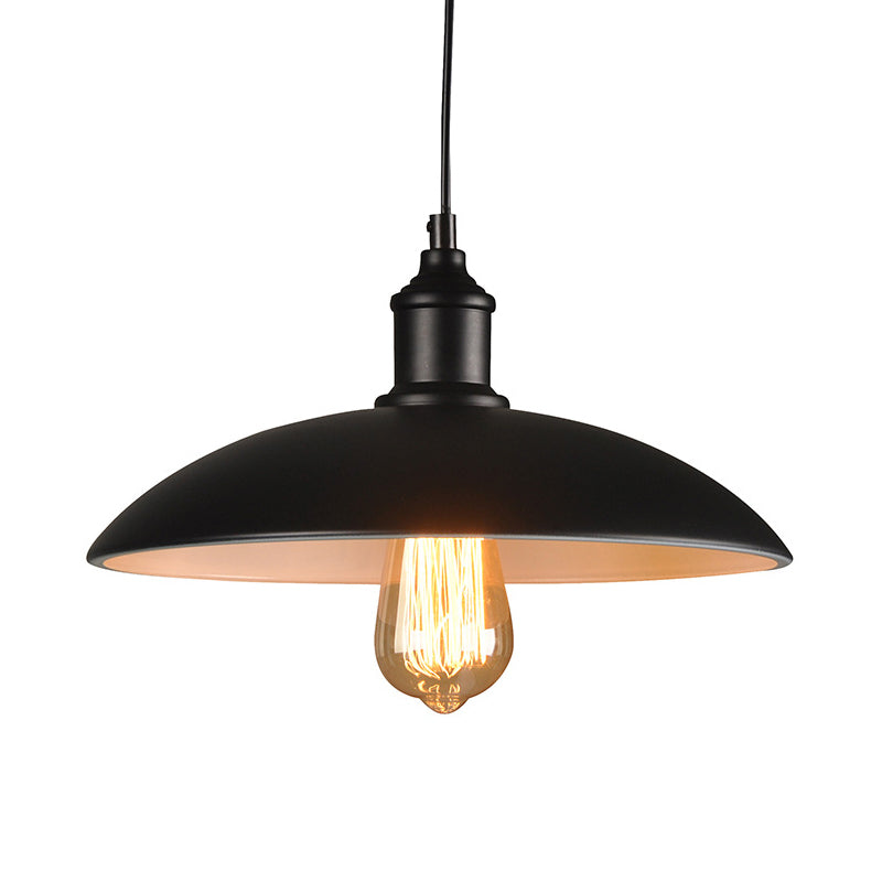 Camille Saucer Pendant Light Black Vintage Industrial