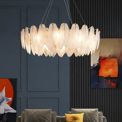 Élodie Crystal Feather Chandelier Pendant Light