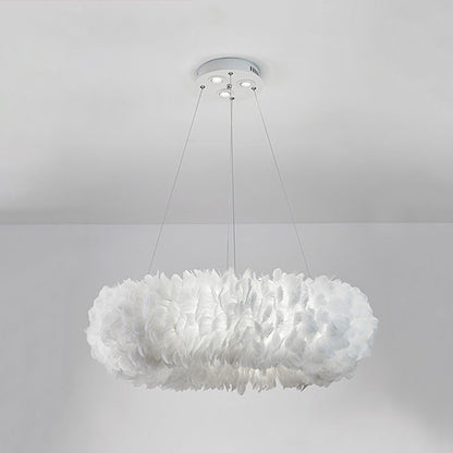 Aurora Feather Donut Pendant Light White Modern Chandelier
